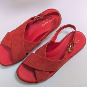 Cole Haan Orange Fernanda Grand 360 Suede Crisscross Slingback Sandals